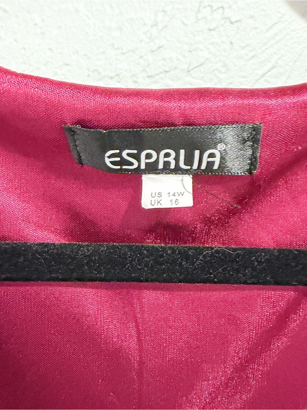 ESPRLIA Burgundy Velvet Faux Wrap Midi Dress Plus Size 14W Holiday Party - Picture 4 of 7